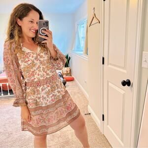 Anthropologie Love The Label Floral Long Sleeve Mini Dress Small